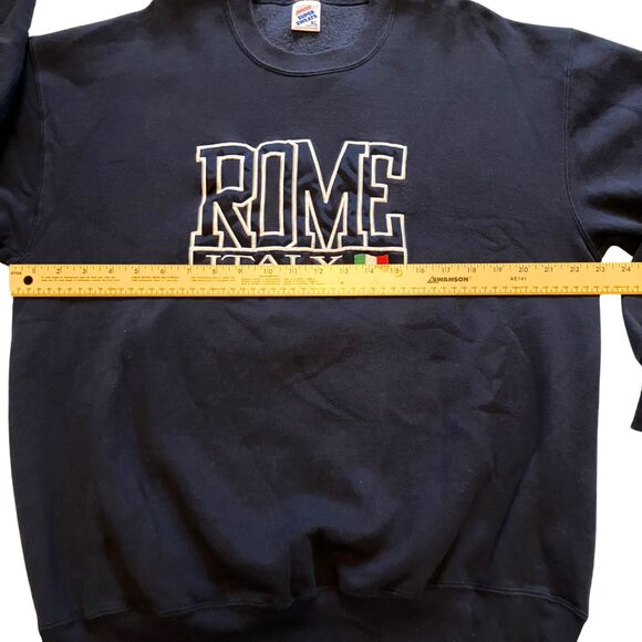 VTG Jerzees Super sweats XL Rome Italy Embroidered Dark Blue Crewneck Sweatshirt - Picture 6 of 8